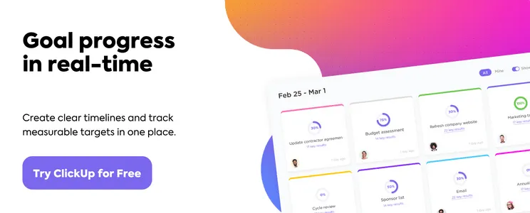 Recurso ClickUp Goals Blog CTA
