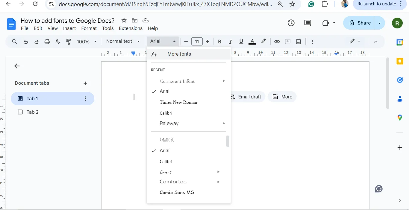 Adicionando fontes integradas: Como adicionar fontes ao Google Docs