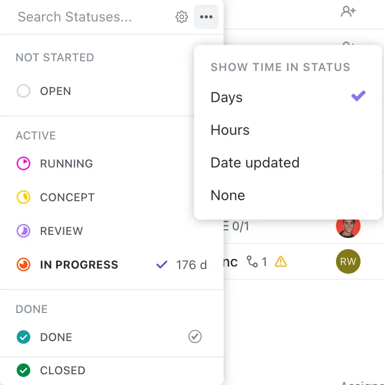 État d'avancement sur ClickUp