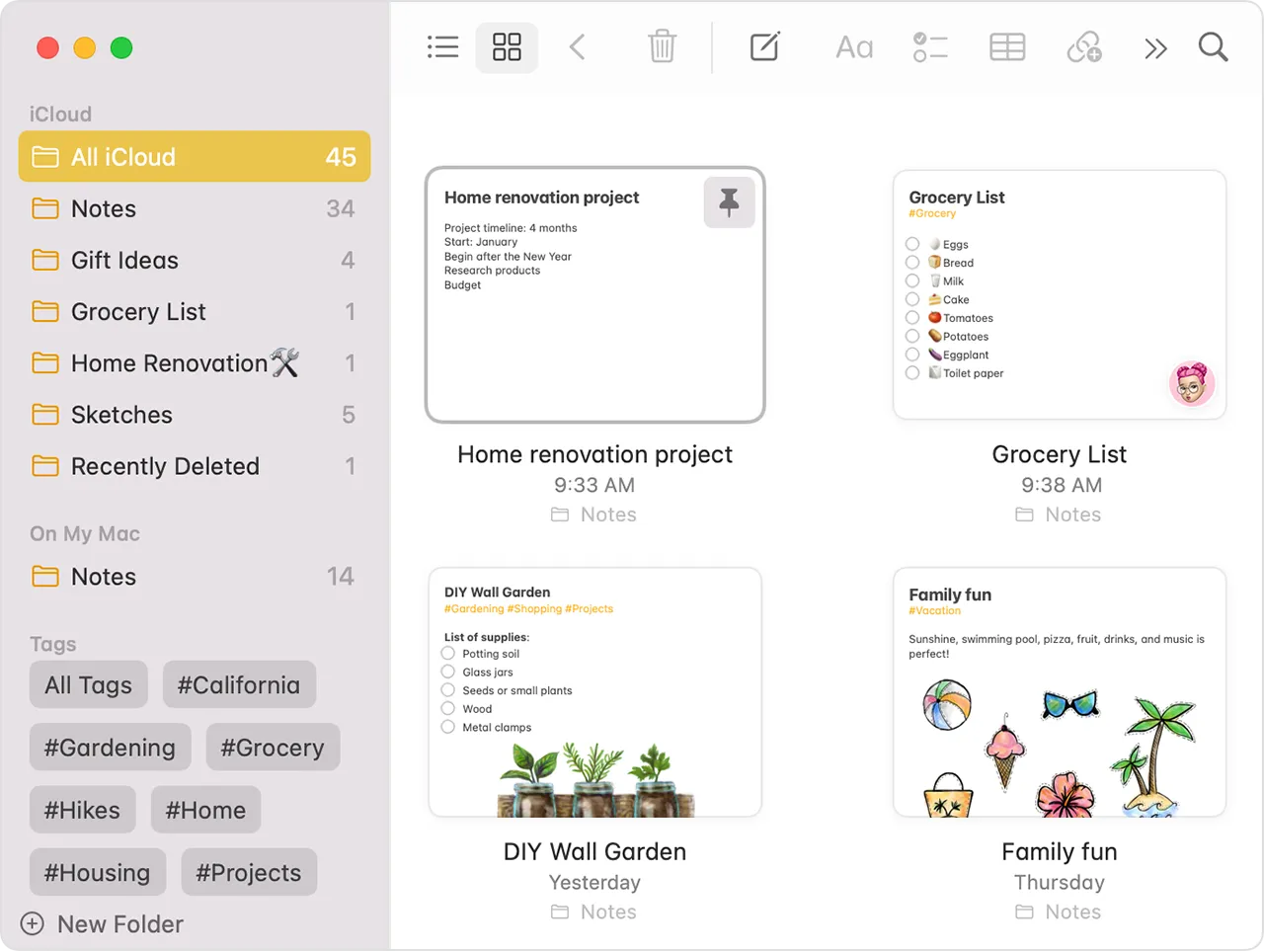 Apple Notes (الأفضل لتدوين الملاحظات بسلاسة داخل نظام Apple)