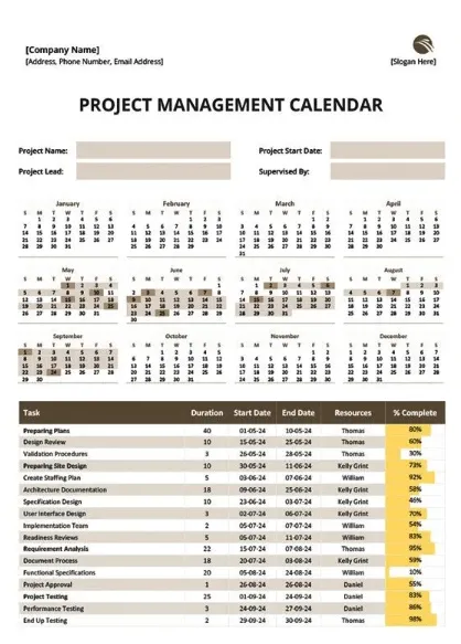 Modèle Google Agenda pour la gestion de projet par Template.net