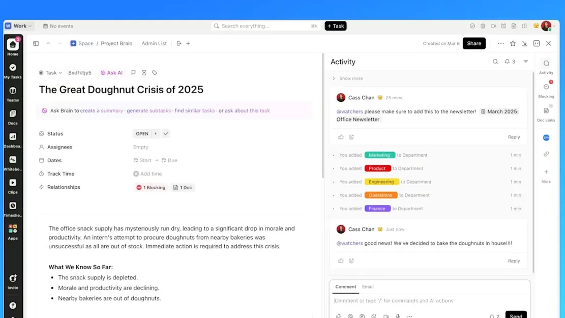 Xem tổng quan về tất cả các công việc của bạn và theo dõi chúng với nhiệm vụ ClickUp