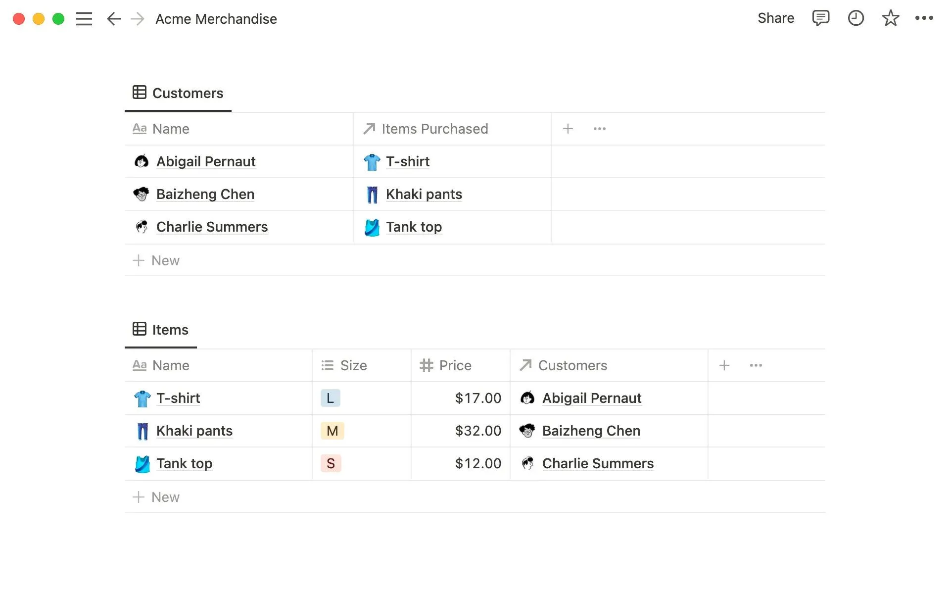 Banco de dados do Notion mostrando uma propriedade de relação vinculada a outro banco de dados: alternativa ao Airtable