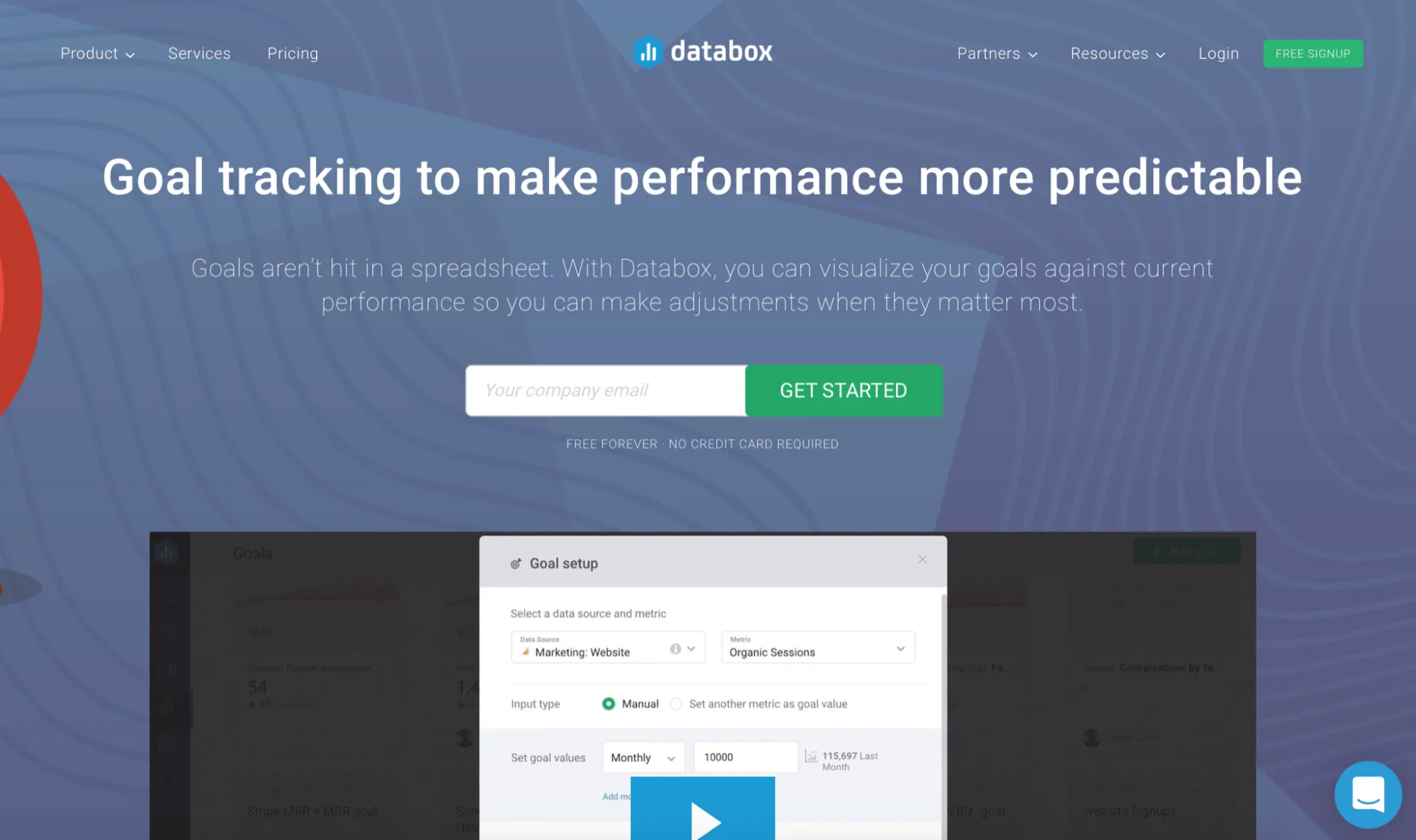 Página de inicio de Databox