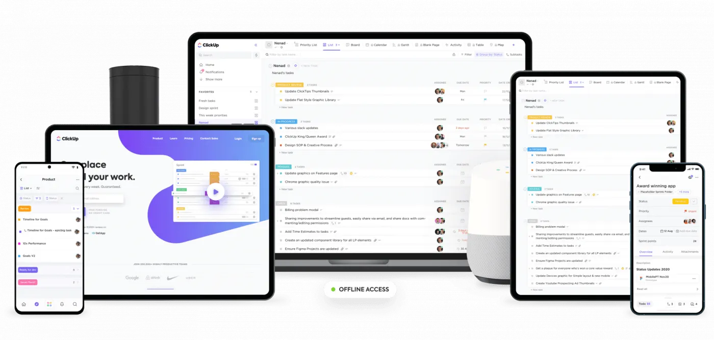 Acompanhamento de metas do ClickUp