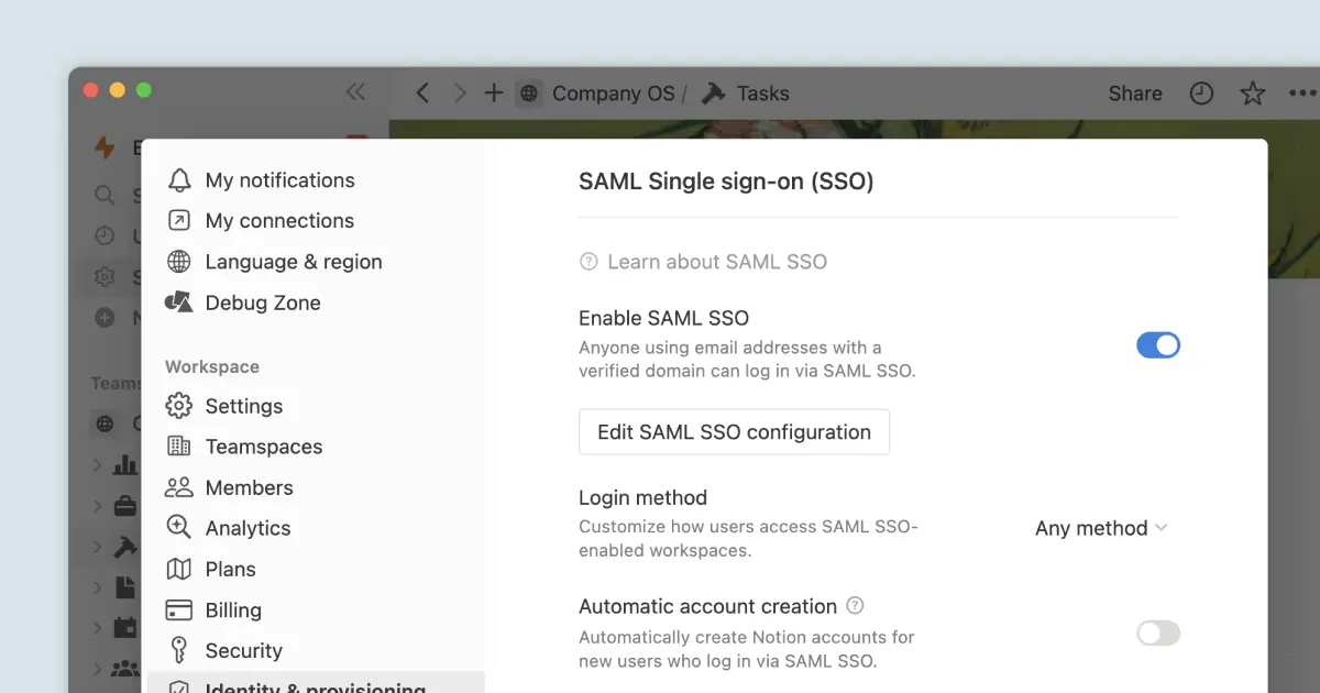 SAML SSO: accesso a Notion