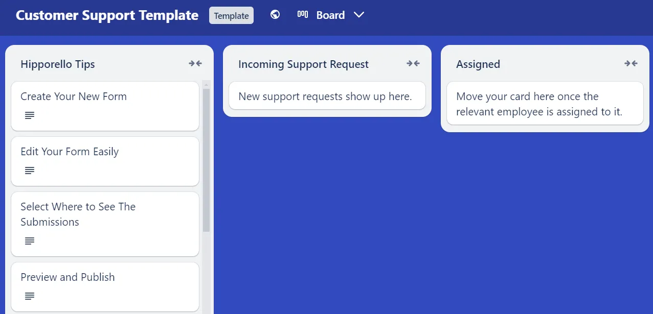 Modello di supporto clienti Trello