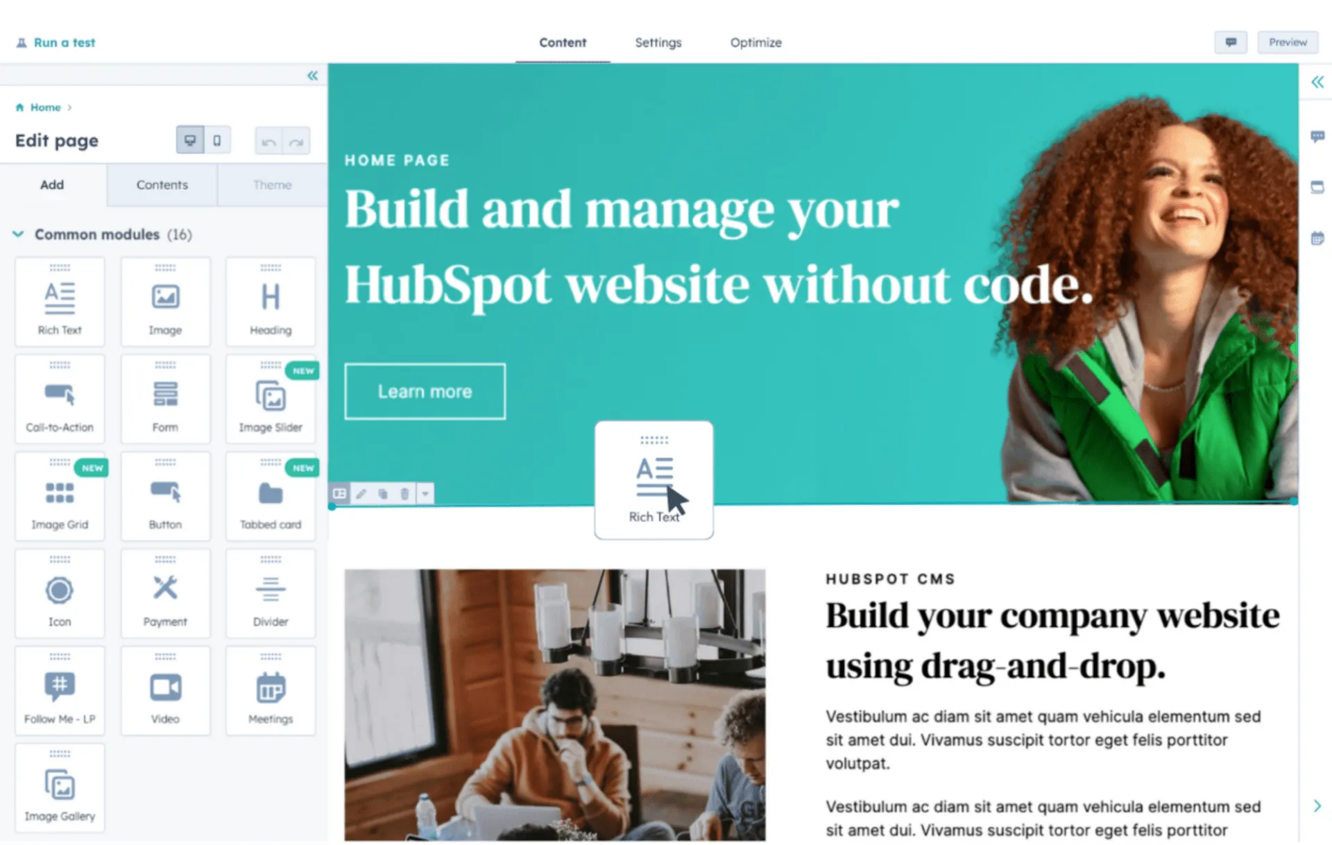 HubSpot มีซอฟต์แวร์ CMS