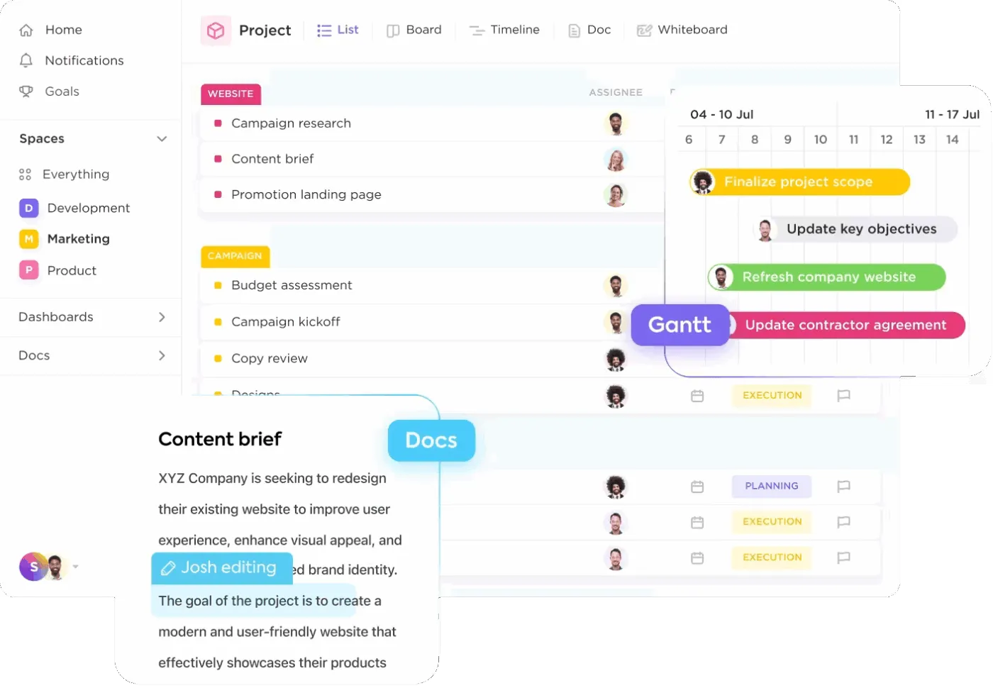 Optimiza los procesos de tu equipo con ClickUp para equipos de medios
