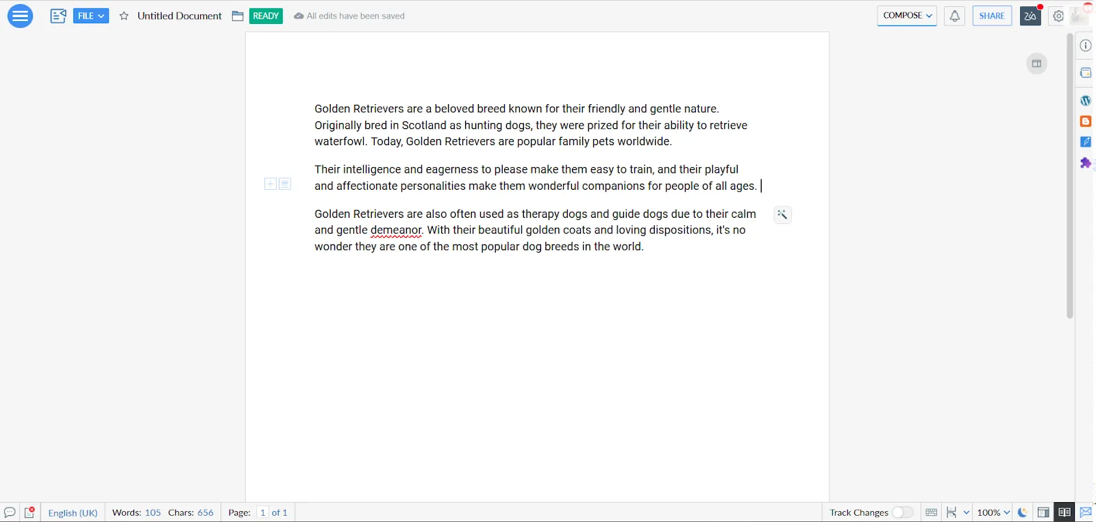 Alternativa a Wordtune: Zoho Writer, la mejor opción para escribir y realizar la edición de documentos de forma colaborativa.