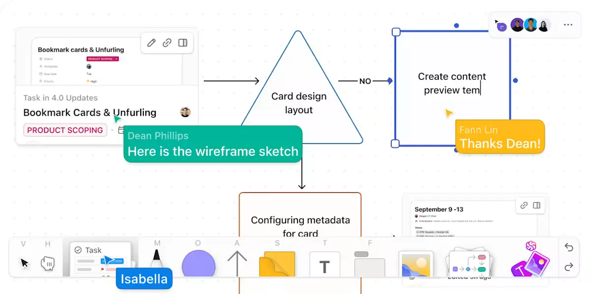 Visualize your processes with ClickUp Whiteboards