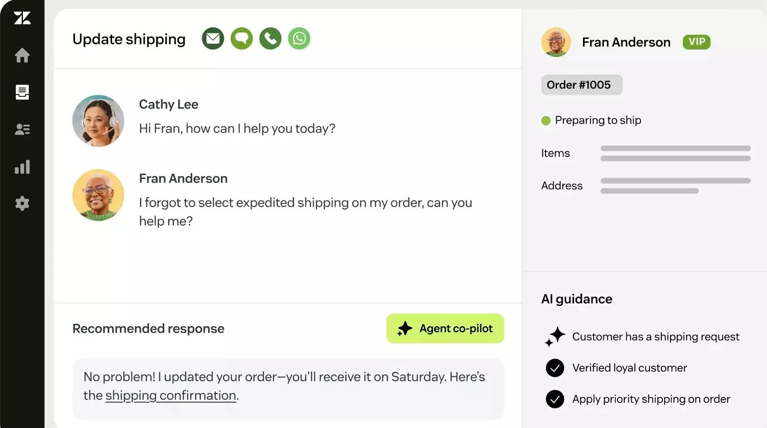 Zendesk: Tek bir platformdan müşteri desteği biletleri ile ilgili konuşmaları ve yardım merkezi içeriğini yönetin.