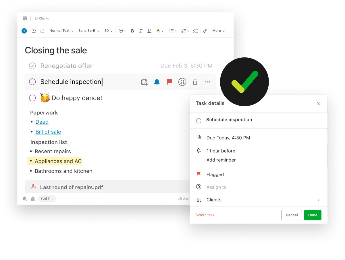 Bảng điều khiển Evernote