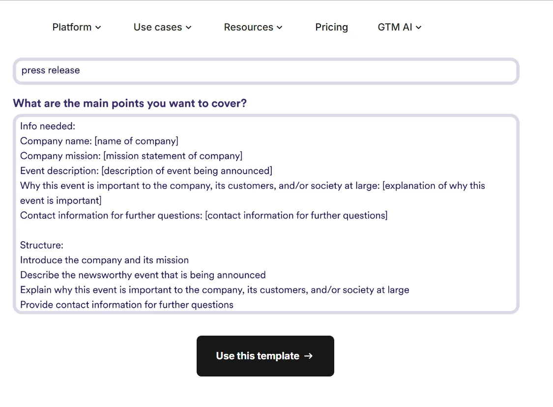 Copy.ai: AI-generator voor persberichten