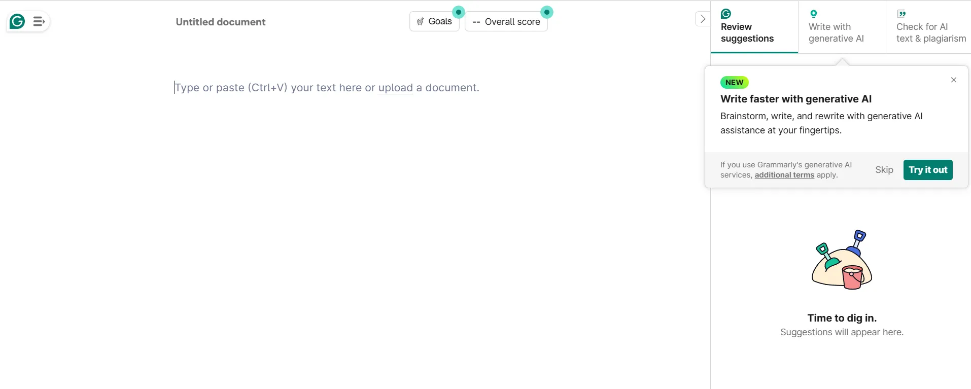 แดชบอร์ด Grammarly