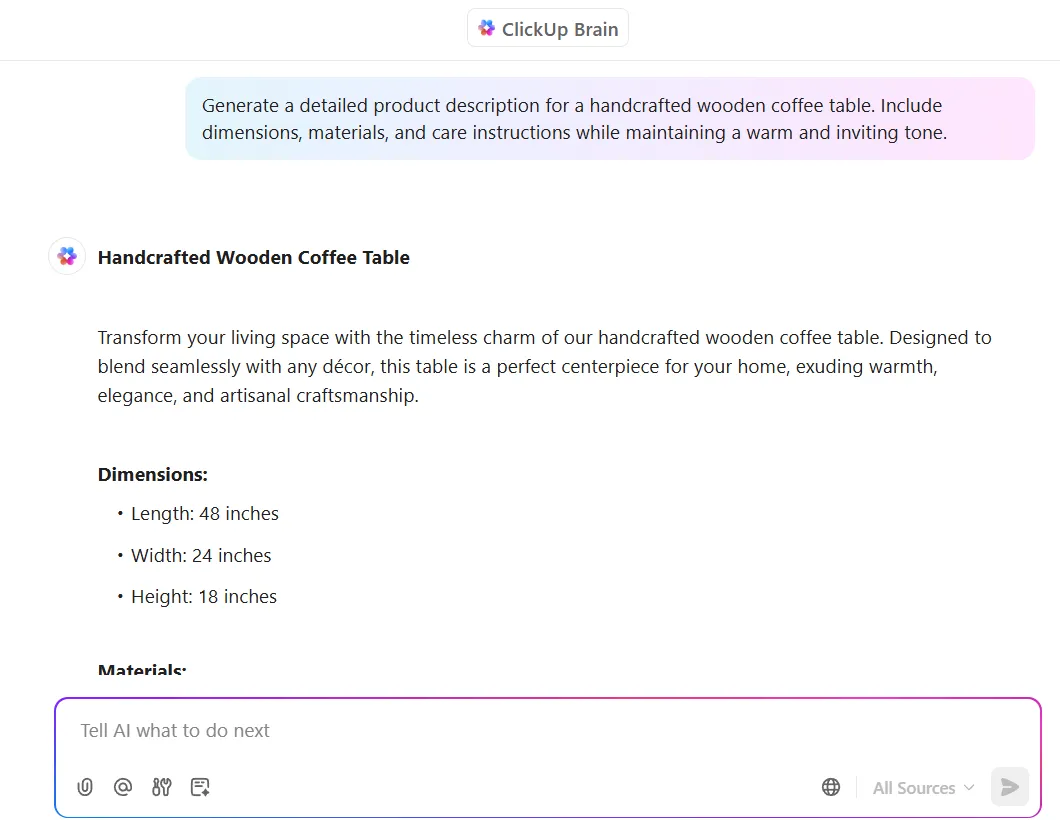 ClickUp Brain : permettre aux entreprises d'automatiser les descriptions de produits