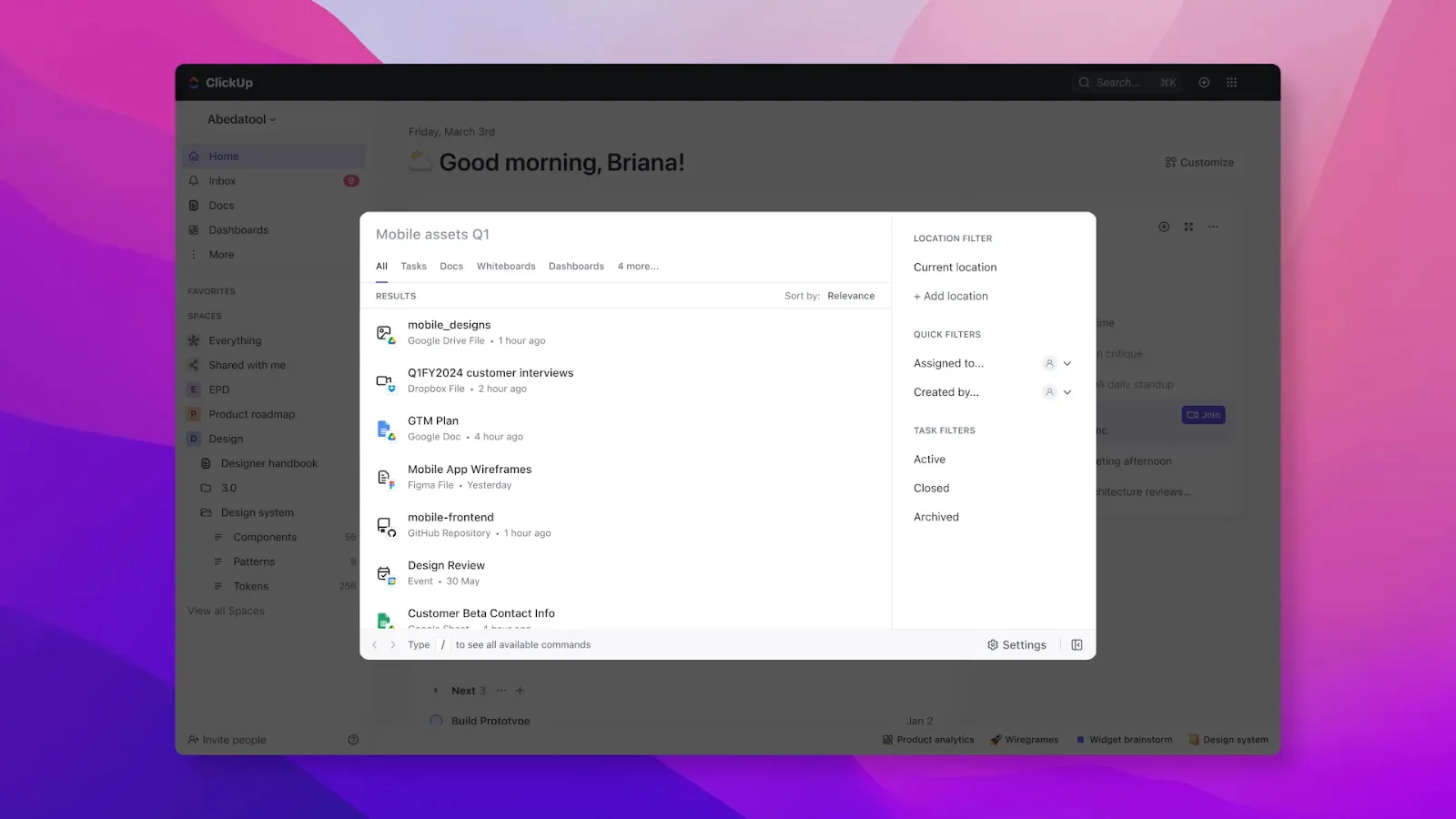 ClickUp Connected Search: Funkce podnikového vyhledávání v rámci platformy pro správu projektů