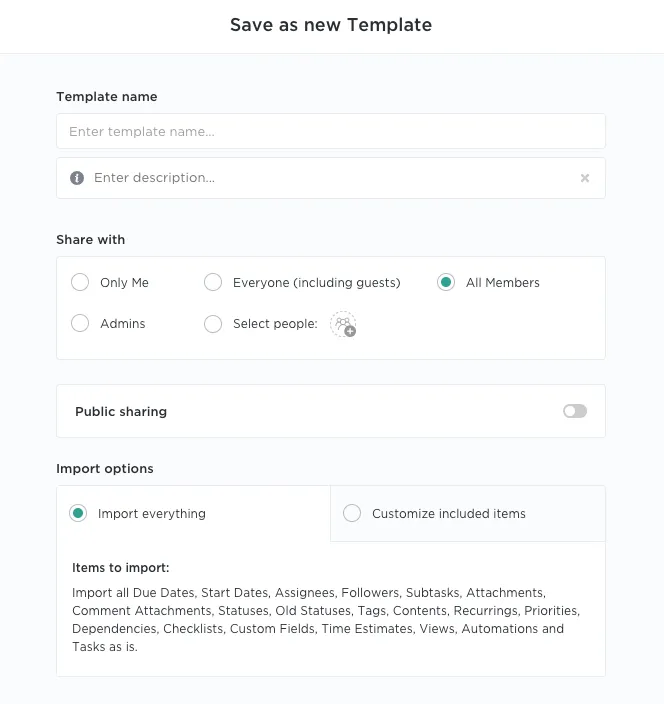 Modèles dans ClickUp