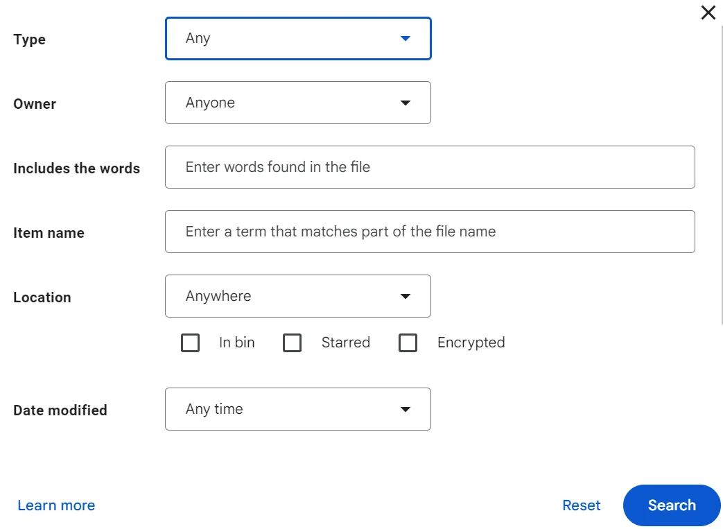 Die intelligente Suchleiste von Google Drive