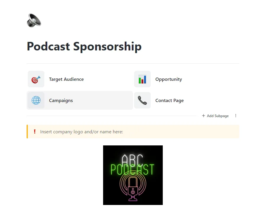 ClickUp-Vorlage für Podcast-Sponsoring