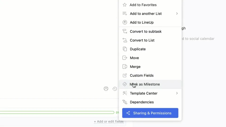 Chọn cấu trúc khuyến khích phù hợp với ClickUp Milestones