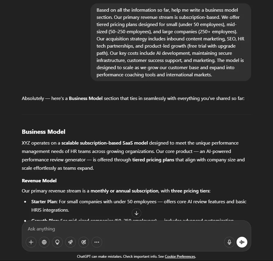 Подсказка за повторение на бизнес модела в Chatgpt: Как да напишете бизнес план с ChatGPT