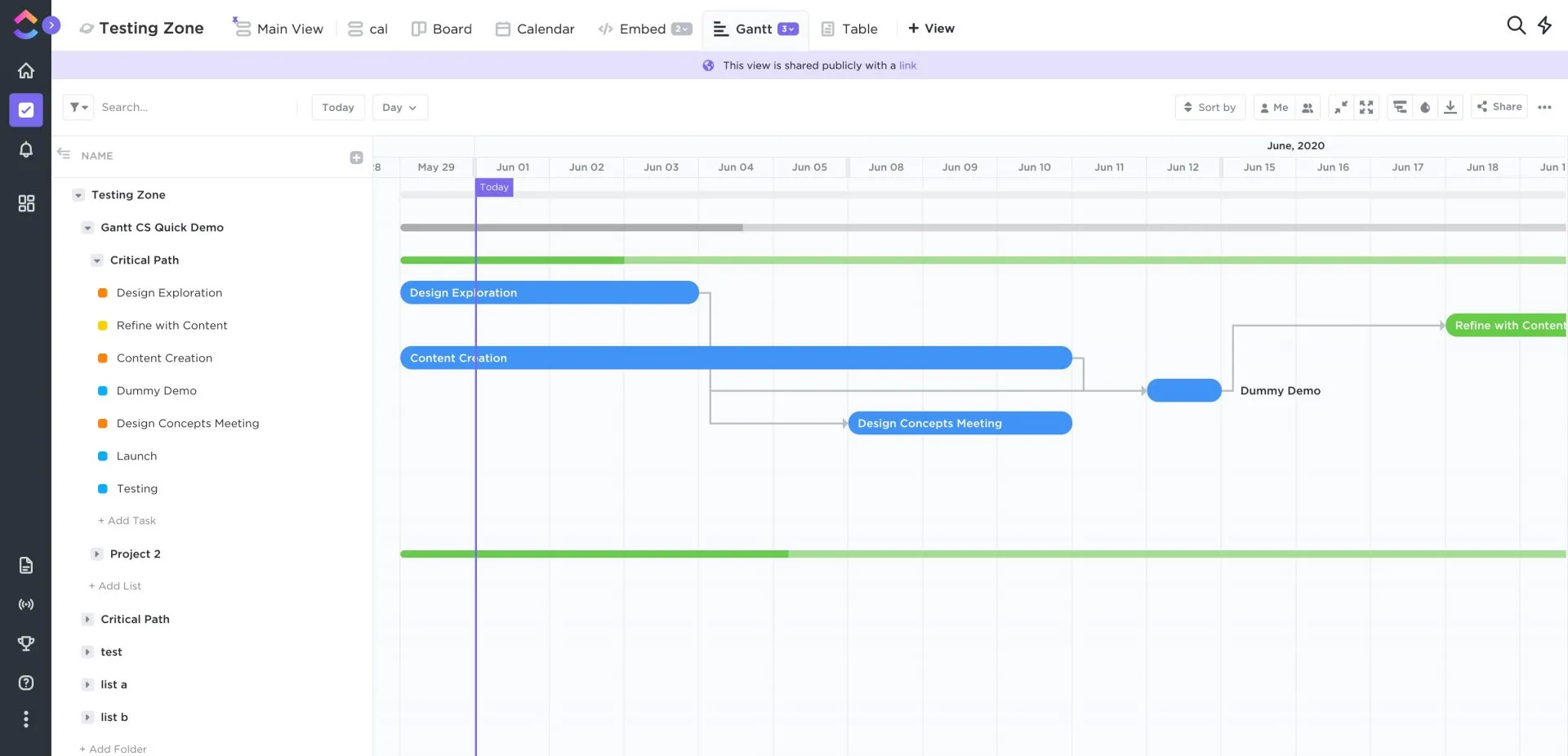 Diagrama de Gantt en ClickUp