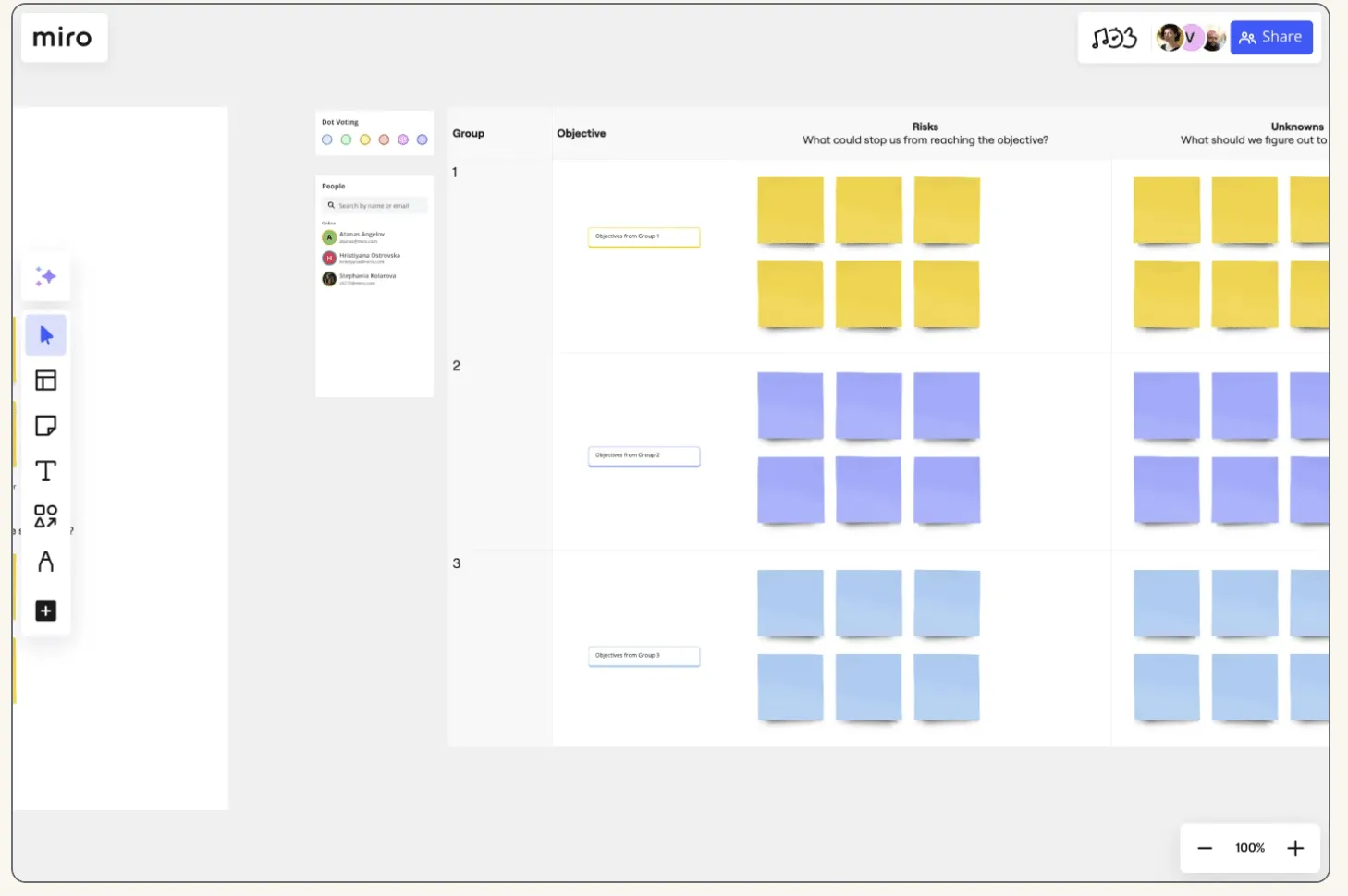 เทมเพลตการวางแผน OKR ของ Miro