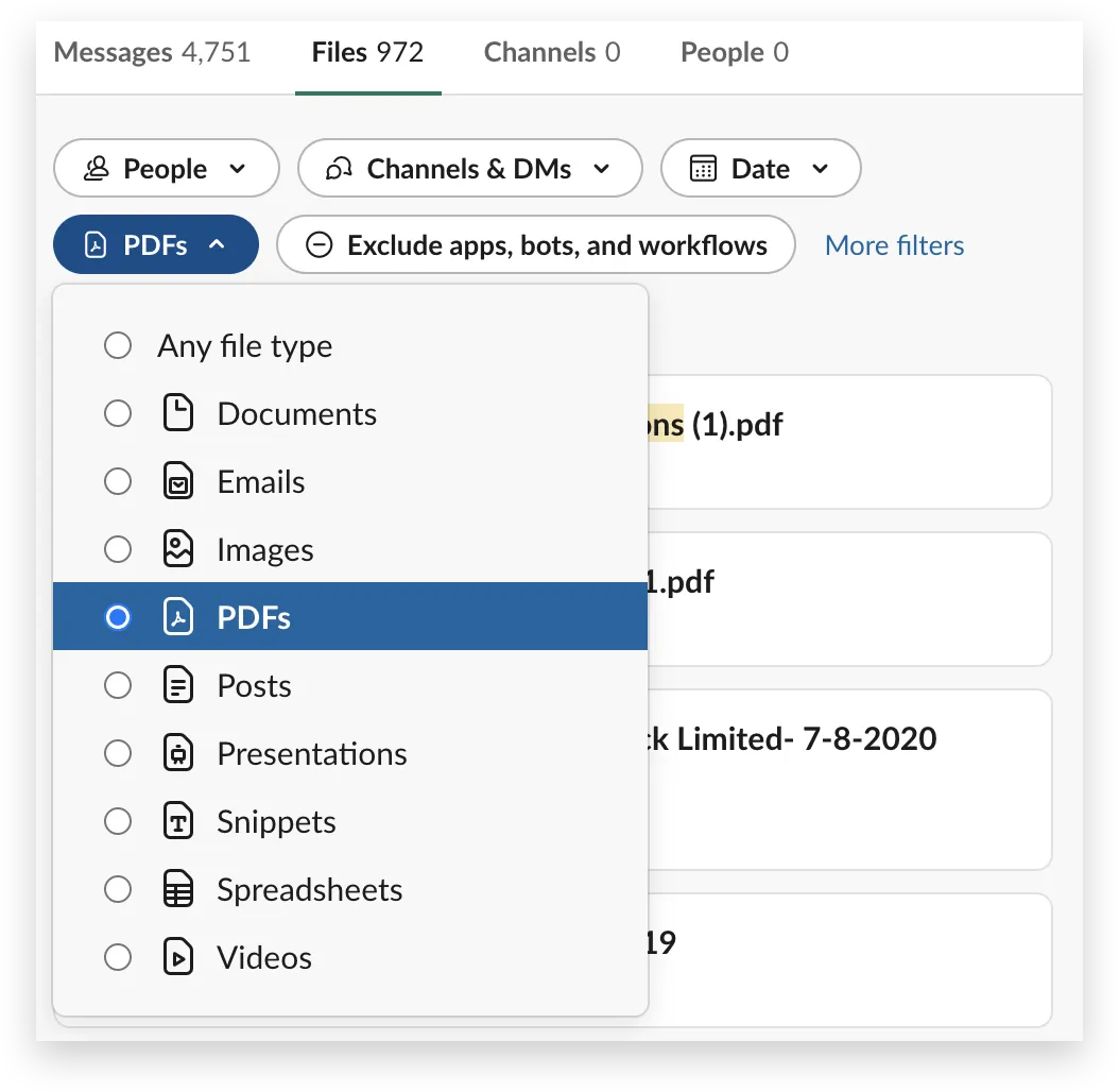 Trova file e messaggi rilevanti: Slack vs ClickUp