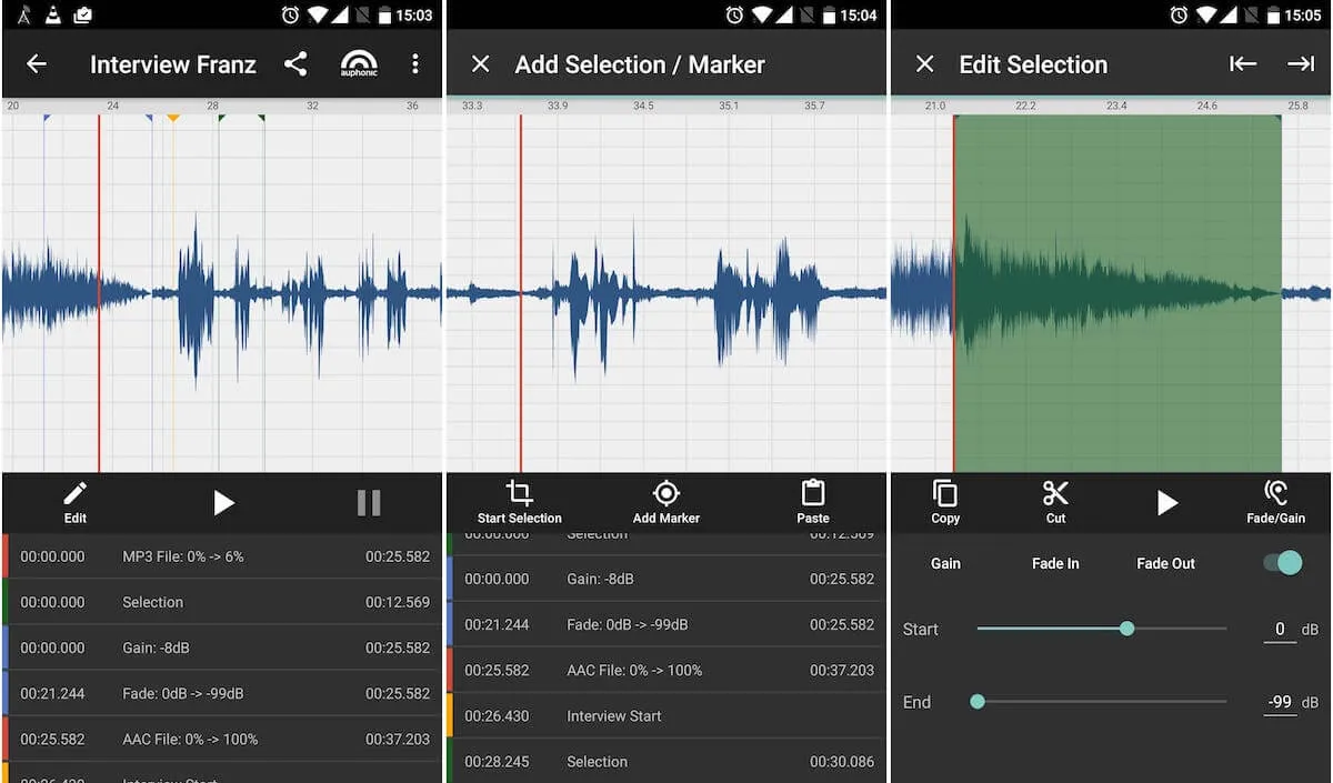 Editor audio per app mobile Auphonic