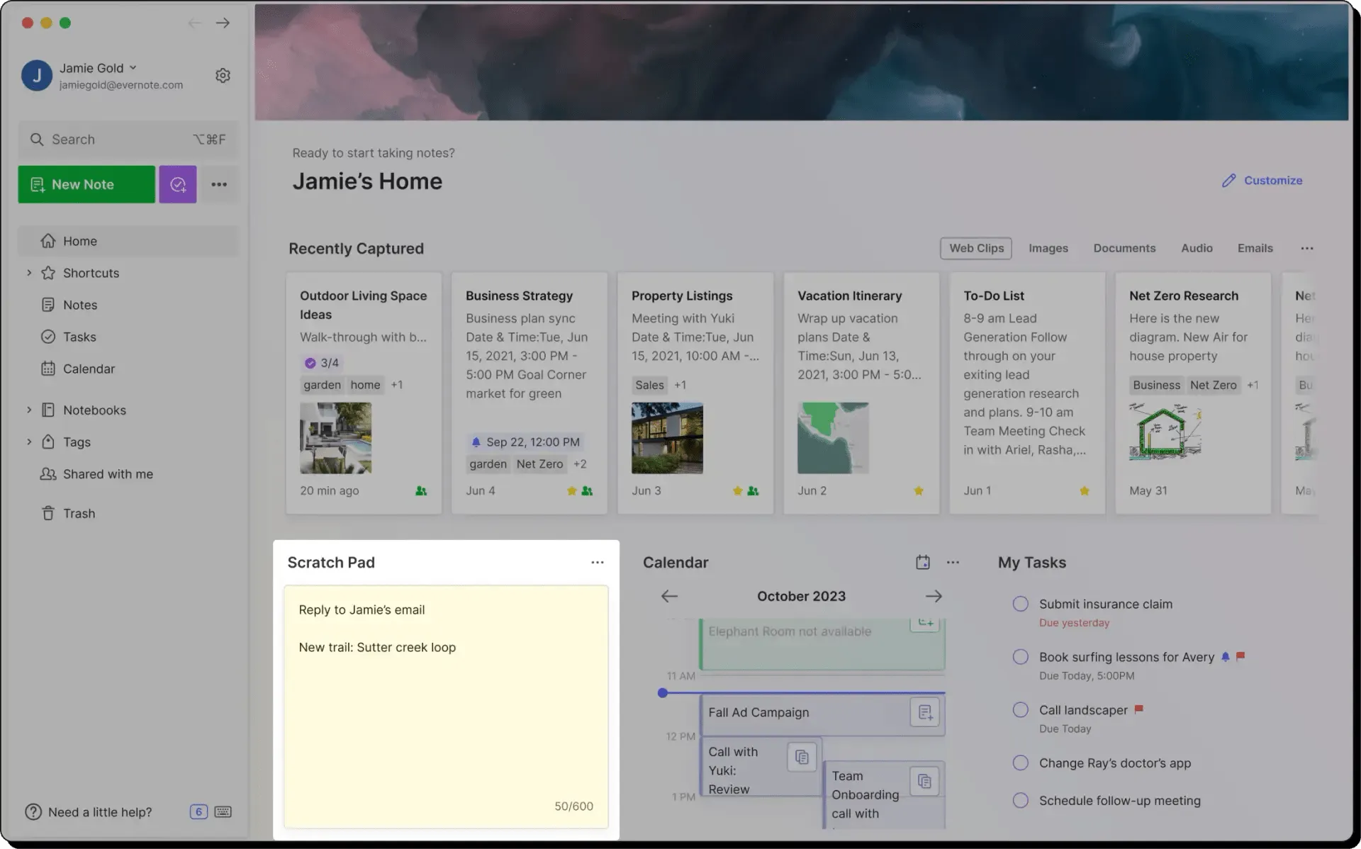 Evernote Dashboard: Alternatif Journey