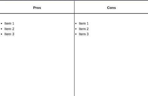 Modèle de diagramme en T pour comparaison