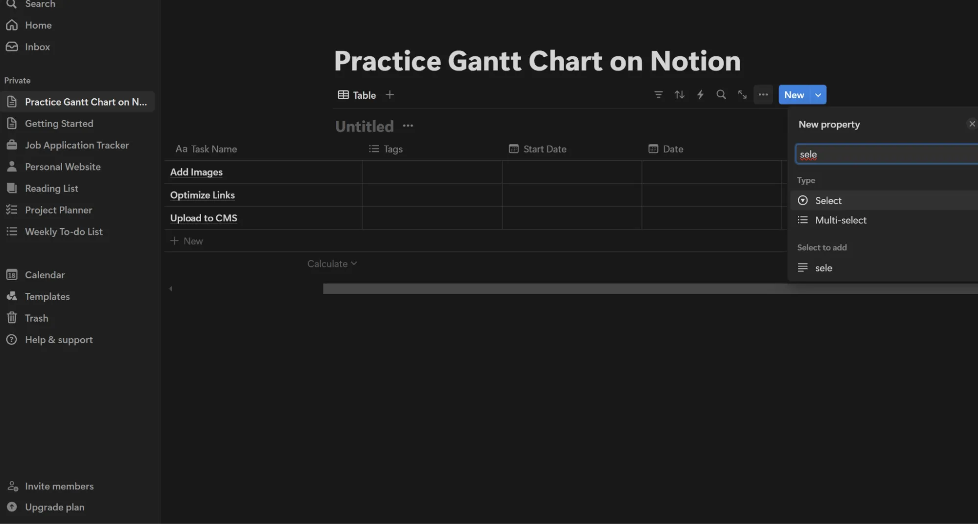 Các bước để tạo biểu đồ Gantt trên Notion