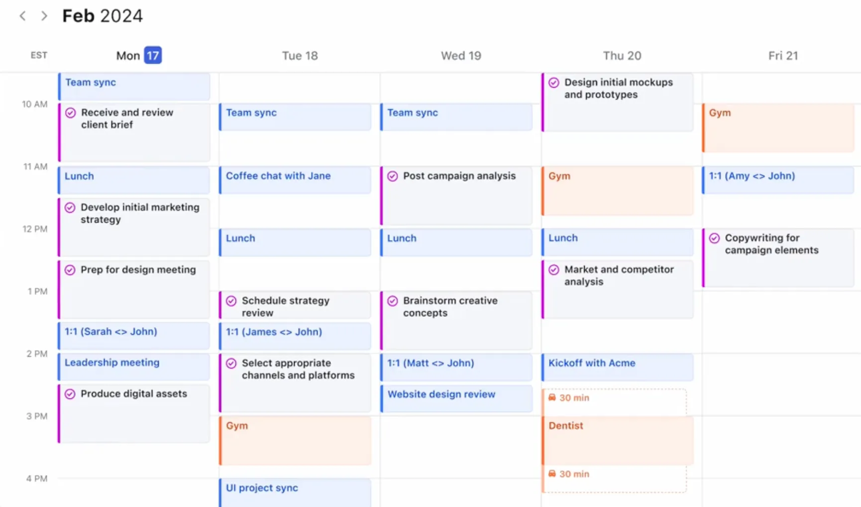 Planne Taak met deadlines automatisch rond vergaderingen in Motion, een populaire AI-tool voor Google Agenda