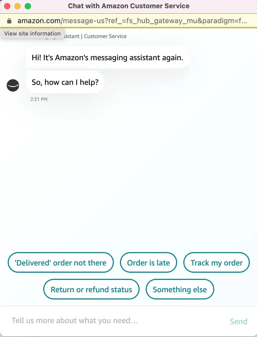 Amazons chatbot för kundservice