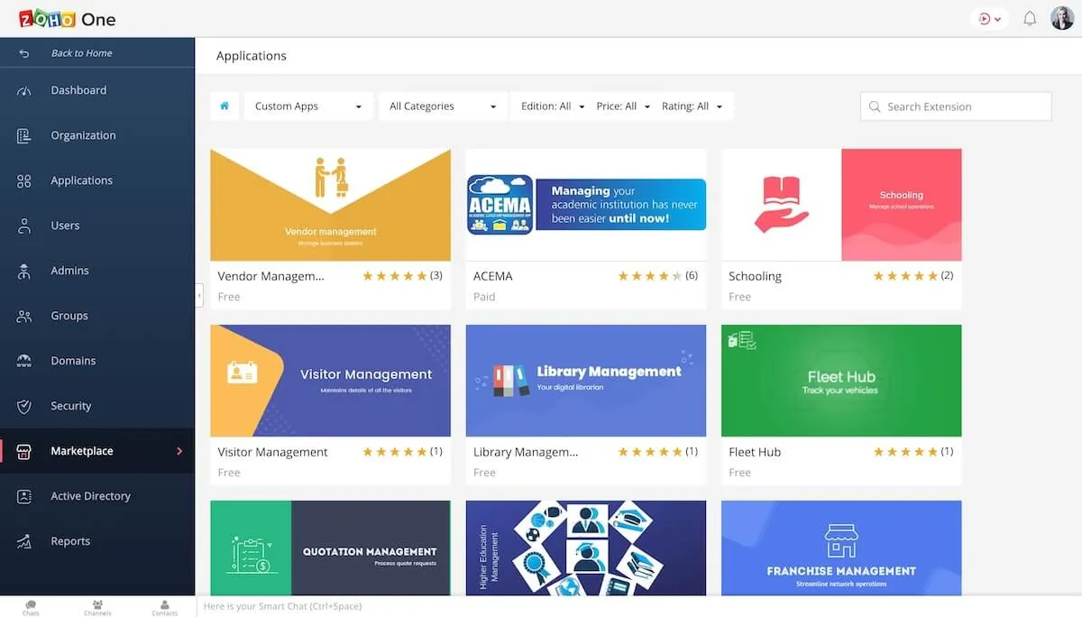 Odoo-alternativ: Zoho One's Applications