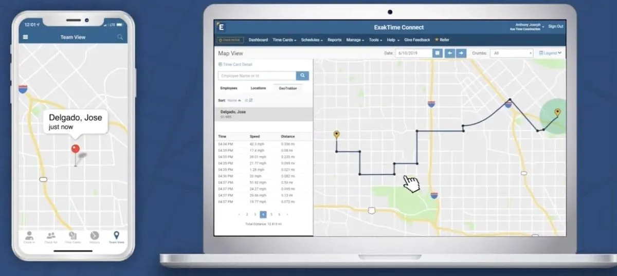 Visualizzazioni desktop e mobile di ExakTime