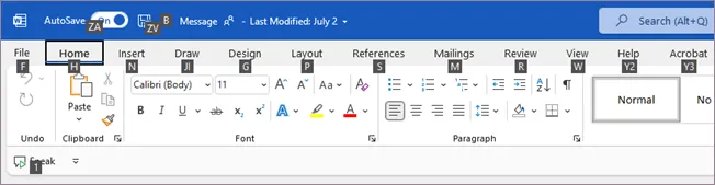 Utilisation du clavier pour naviguer à l'écran dans Microsoft Word