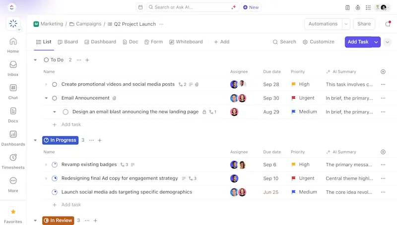 Quản lý dự án ClickUp