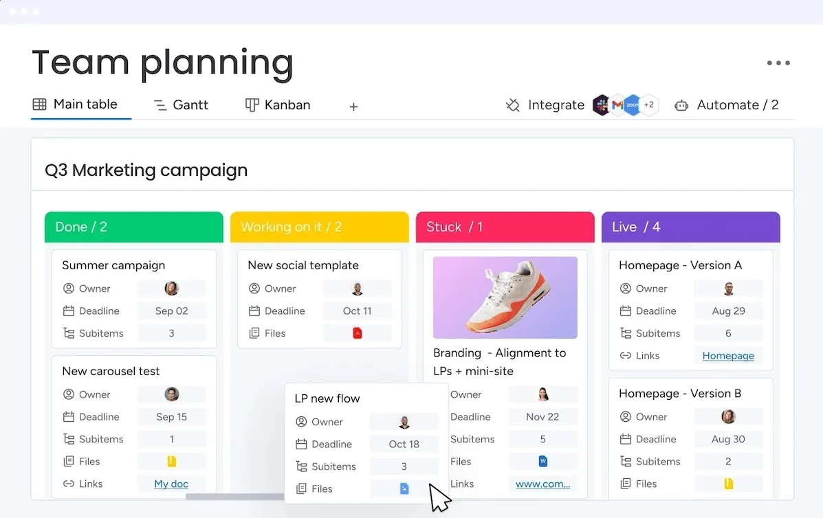 Monday.com: ferramenta Kanban