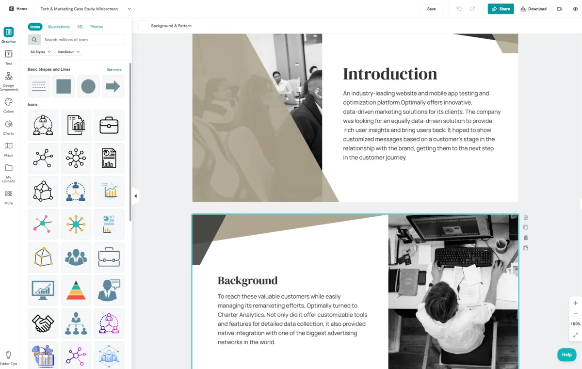 Gerador de estudos de caso com IA Piktochart