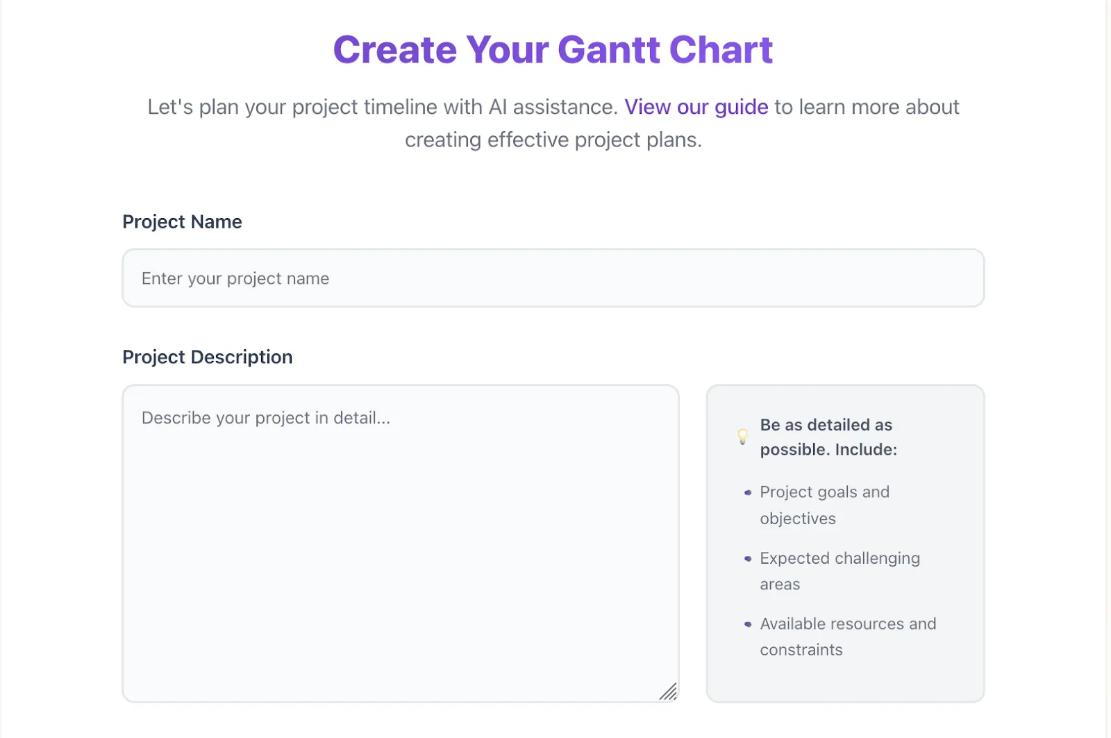 Gantt-Diagramm-KI: Generiert automatisch Diagramme und umfangreiche Vorlagen aus Textvorgaben.