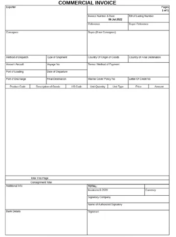 แม่แบบใบแจ้งหนี้การค้าแบบ PDF โดย IncoDocs