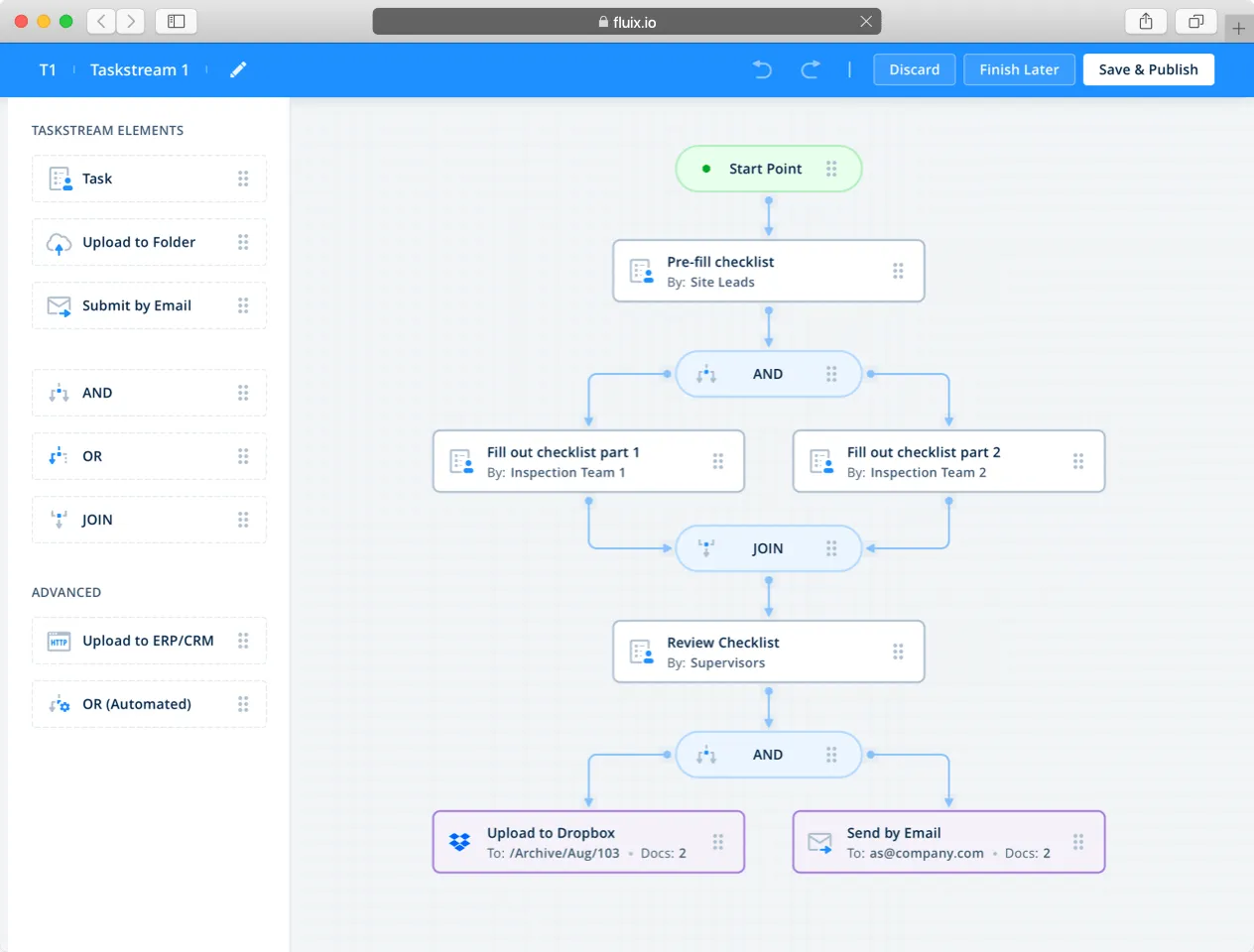 คุณสมบัติของ Fluix Taskstream