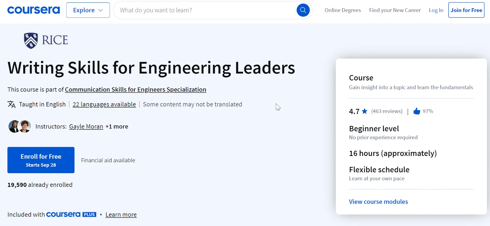 หลักสูตรการรับรองการเขียนเชิงเทคนิคของ Coursera