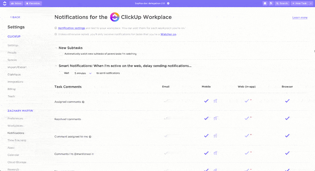 ClickUp értesítések a kritikus láncú projektmenedzsmenthez