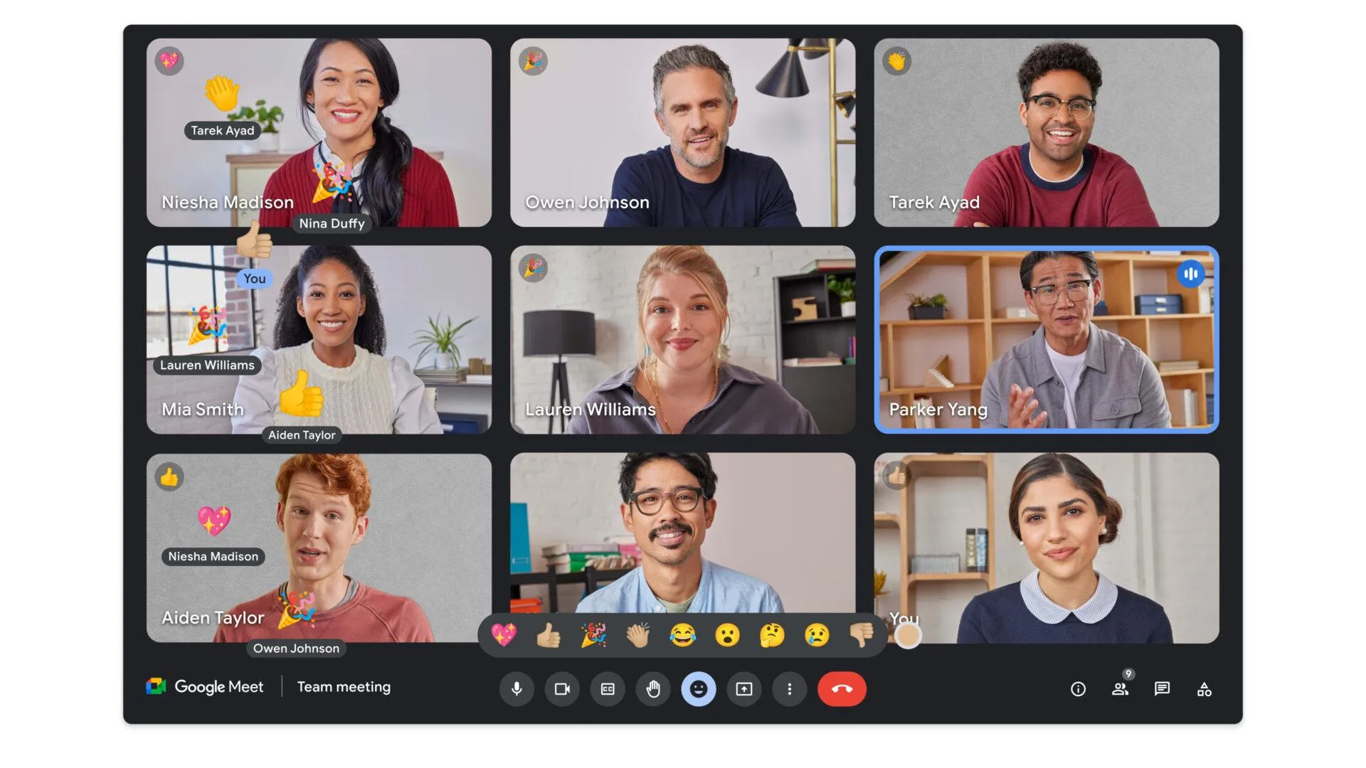Interfaccia di videoconferenza Google Meet per riunioni