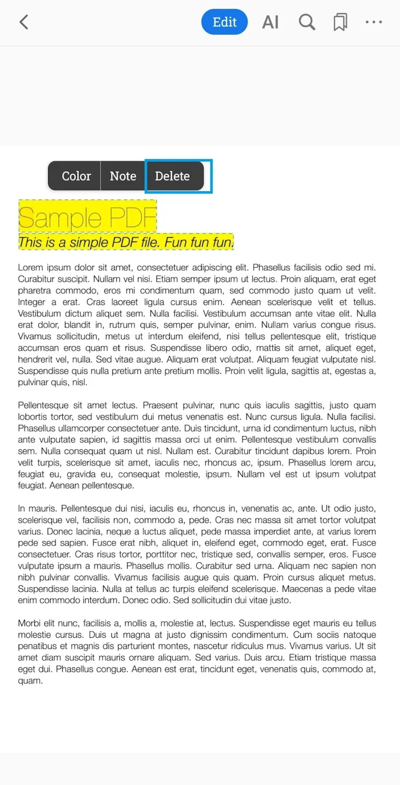Lösch-Schaltfläche in PDFGear