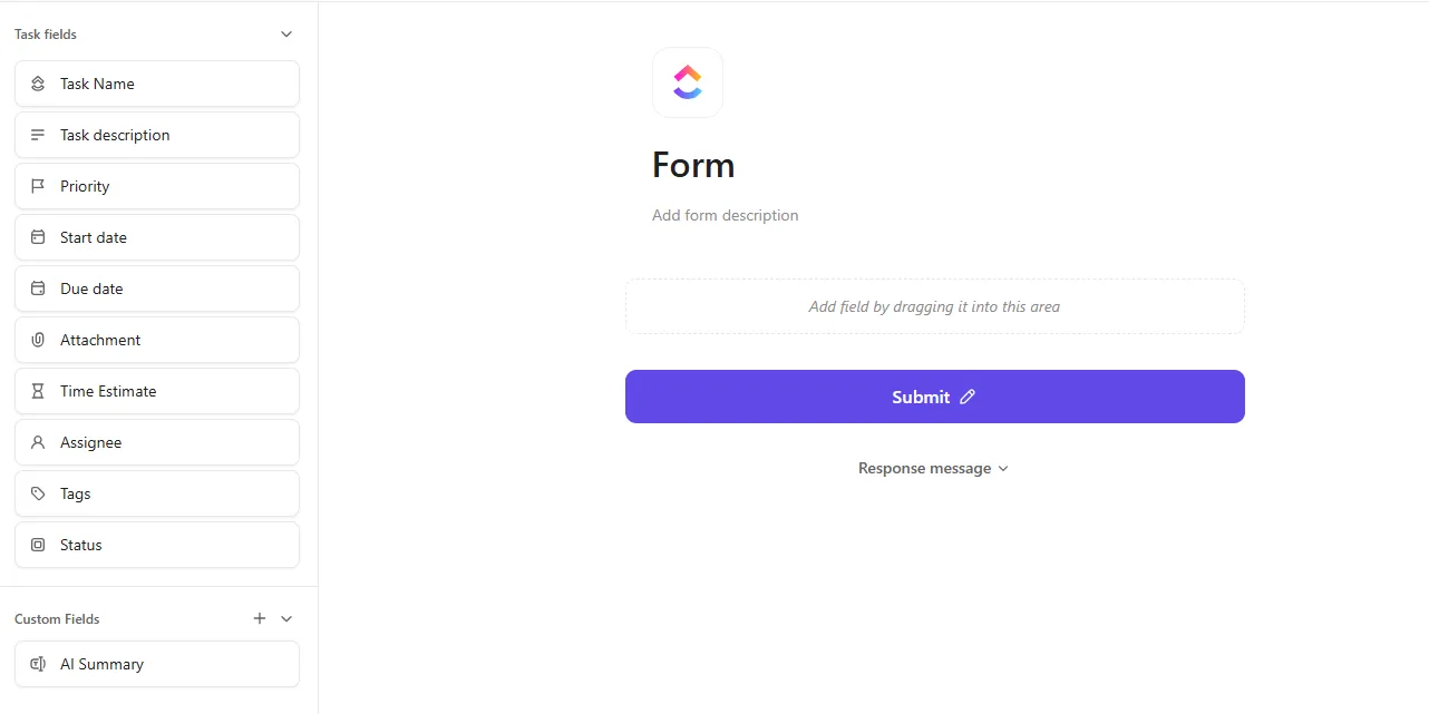 Visualização do formulário ClickUp
