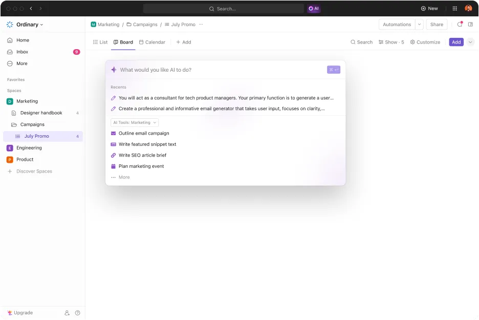 Obtenha respostas precisas para todas as suas consultas de busca de arquivos com o ClickUp Brain